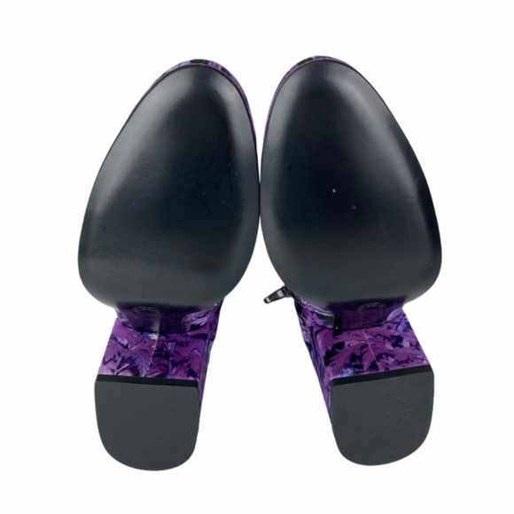 Dries Van Noten Floral Satin Purple & Black Boots - Picture 4 of 9